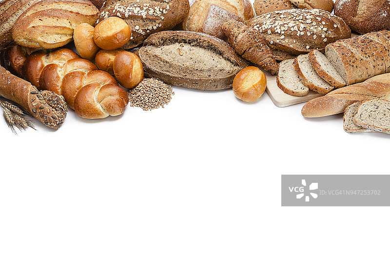 白色背景上的面包边框图片素材
