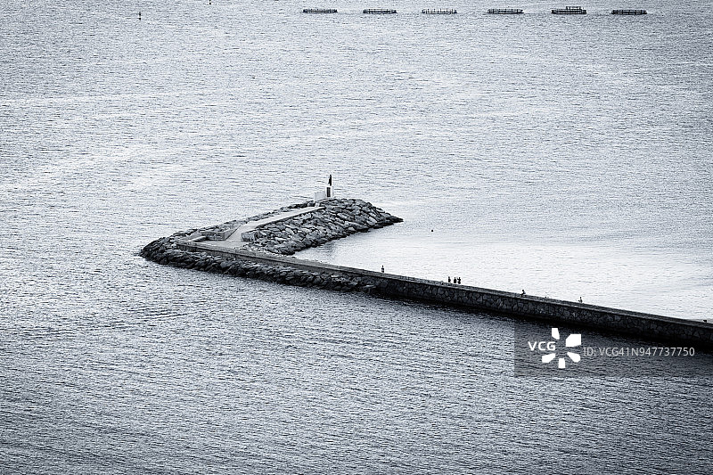 黑白码头海景图片素材
