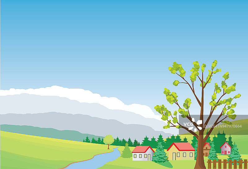 美丽风景插画图片素材