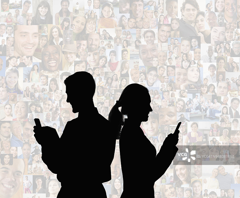 社交媒体情侣剪影图片素材