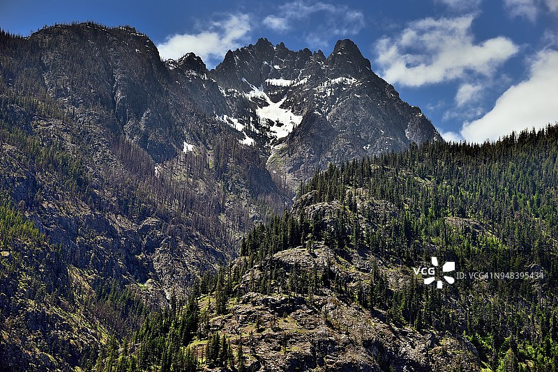 锯齿状山峰奇观图片素材