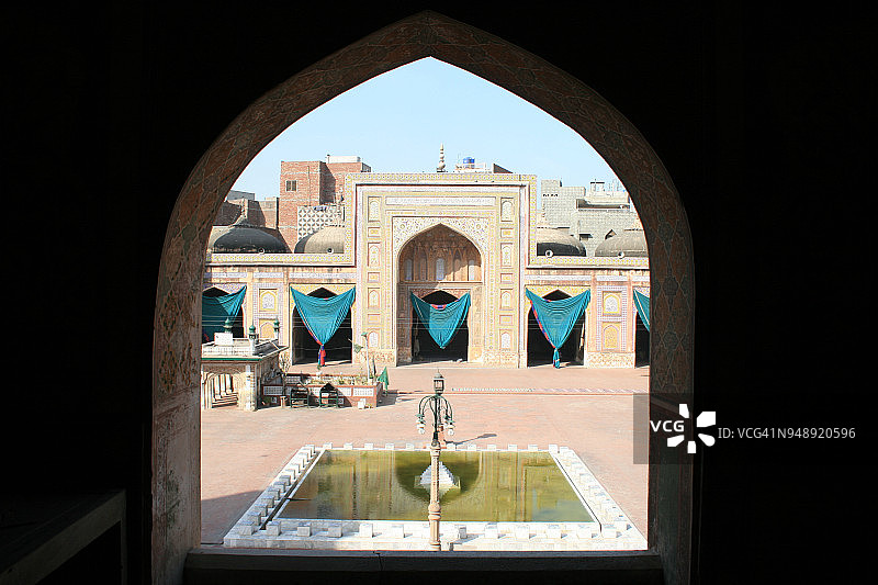 拉合尔瓦zir Khan清真寺的优雅图片素材