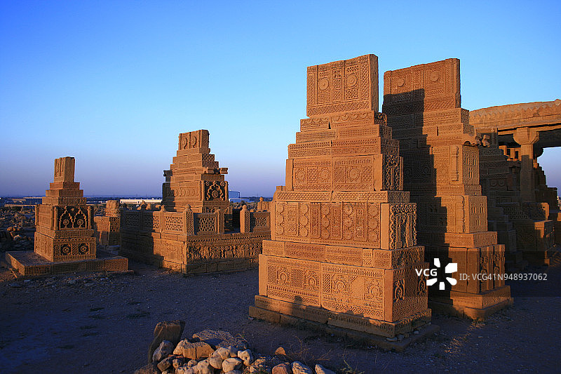 巴基斯坦卡拉奇的乔昆迪墓群图片素材