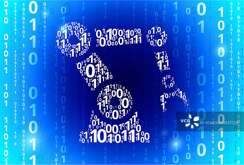 机器人手部二进制代码蓝色矢量图案背景图片素材