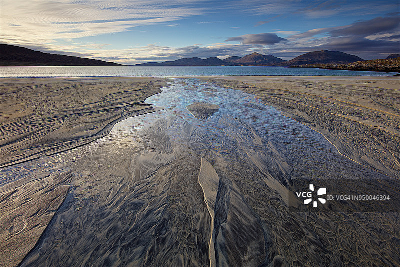 苏格兰哈里斯岛的日落海景图片素材