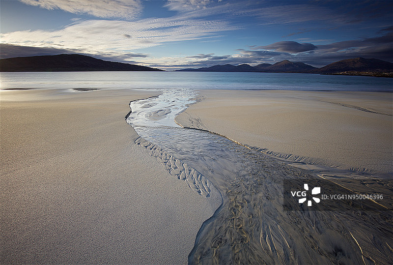 苏格兰哈里斯岛的日落海景图片素材