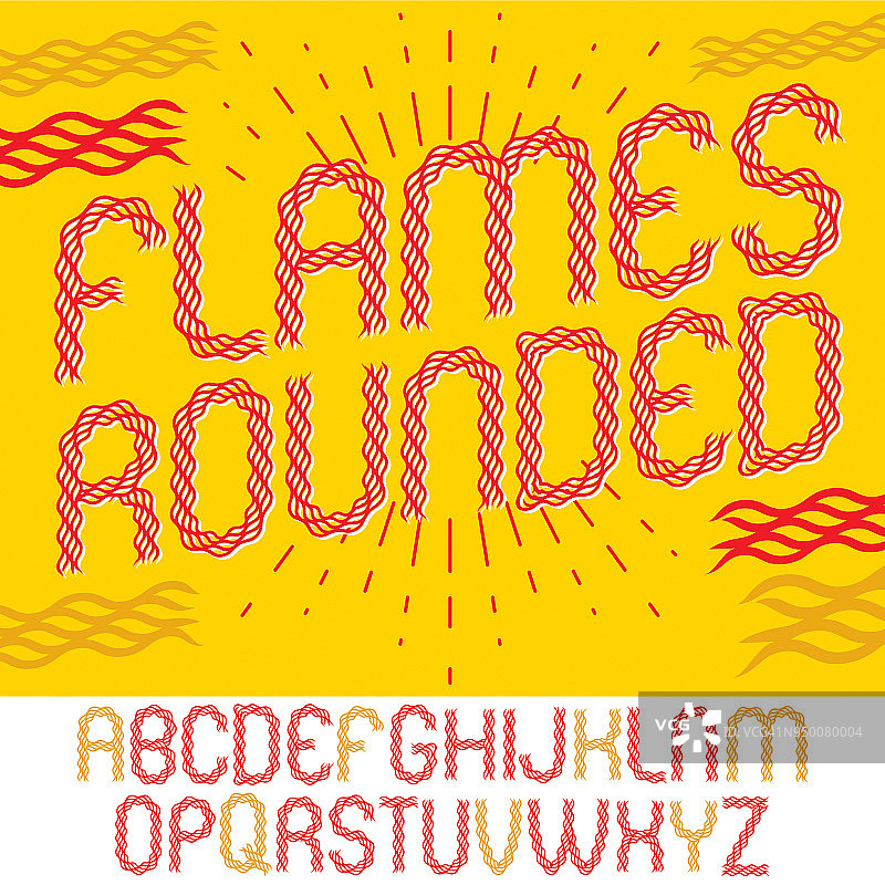 红色火焰圆形大写字母矢量图图片素材