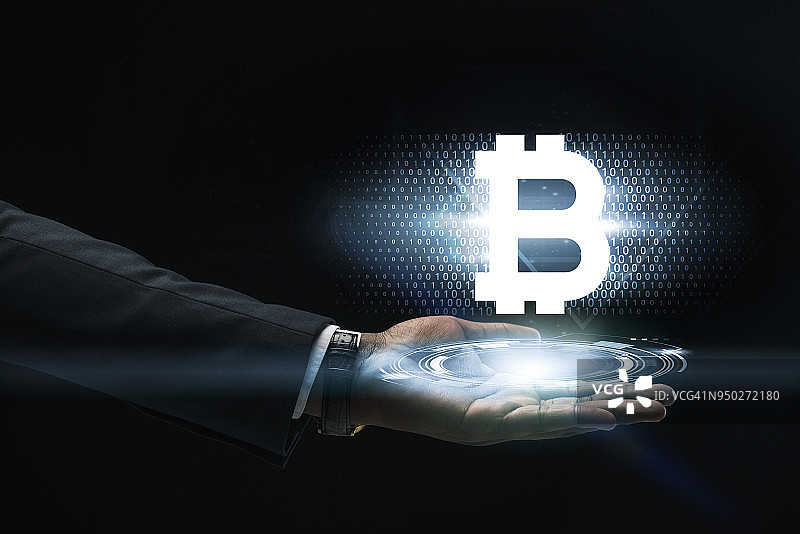 商人手持虚拟全息图抽象艺术图片素材