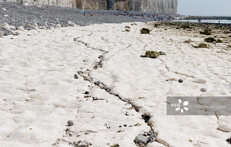 七姐妹崖被侵蚀的白垩海滩地面局部图片素材
