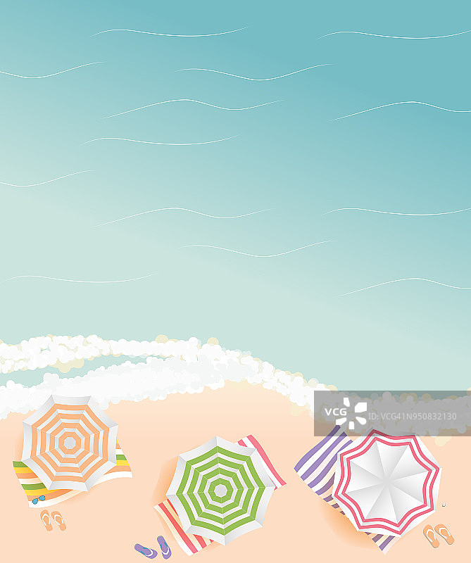 夏季背景：扁平风格的阳光海滩矢量插画图片素材