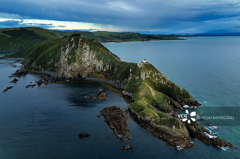 新西兰南岛卡特林斯金块角灯塔图片素材