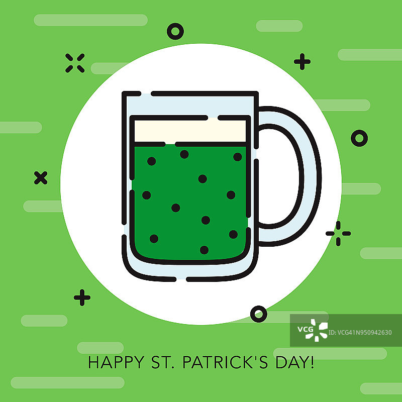 绿色啤酒开启轮廓圣帕特里克节图标图片素材