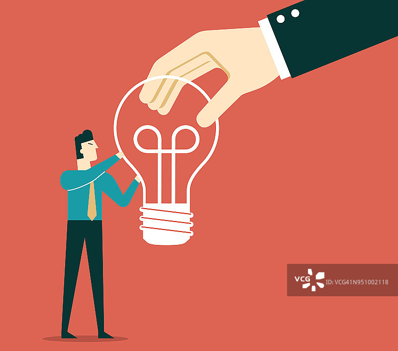 商人与灵感灯泡图片素材