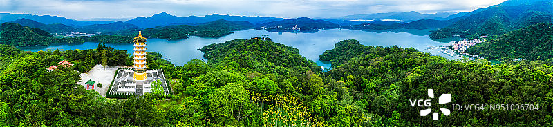 中国台湾南投日月潭全景图片素材
