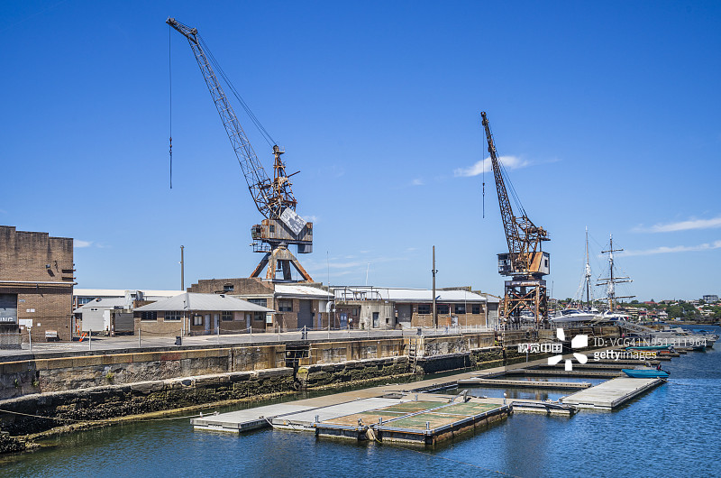 萨瑟兰码头，鹦鹉岛造船厂遗址，悉尼港图片素材