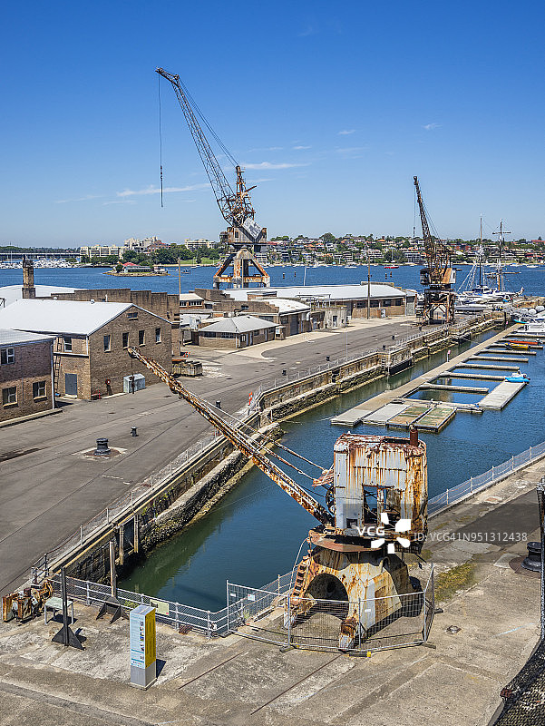 悉尼港萨瑟兰船坞鸡尾鹦鹉岛造船厂遗址图片素材