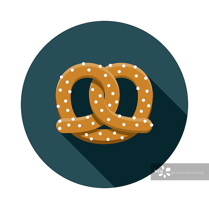 带侧影的椒盐卷饼扁平设计狂欢节图标图片素材