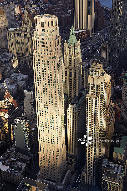 曼哈顿市中心新哥特式摩天大楼航拍图片素材