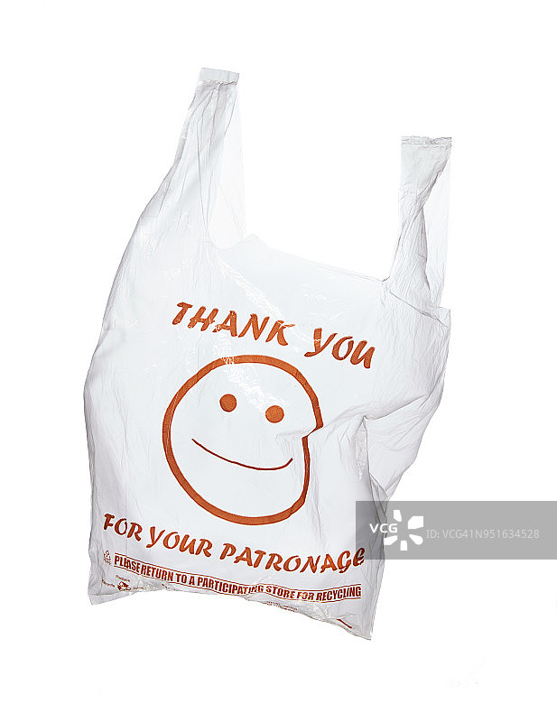 印有“谢谢”字样的塑料购物袋图片素材