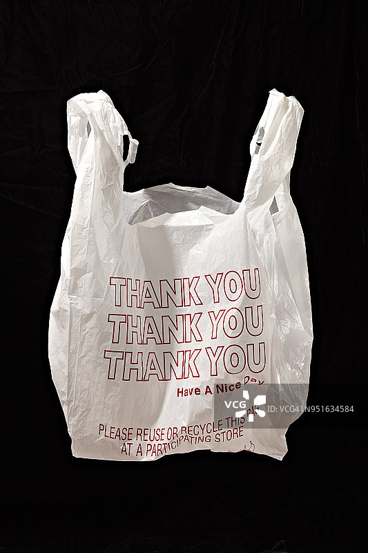 印有“谢谢”字样的塑料购物袋图片素材