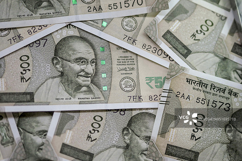 印度五百卢比纸币图片素材