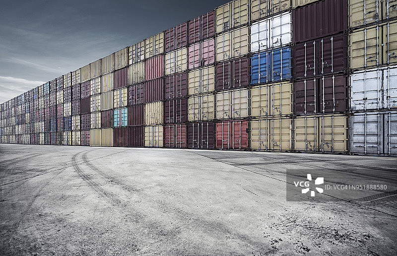 货运集装箱停车场图片素材