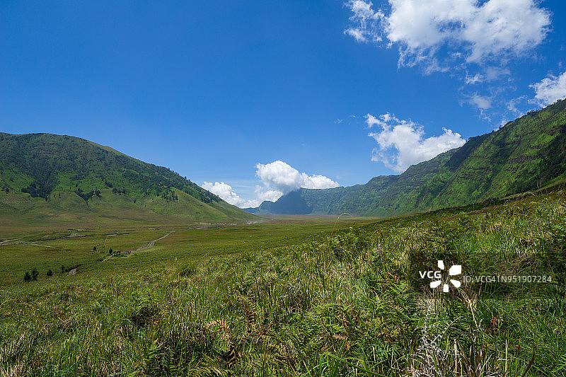婆罗摩的萨凡纳，一个全年绿色的丘陵地区，人们常称之为天线宝宝山图片素材