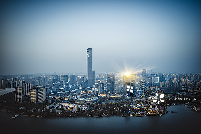 苏州工业园区夜景鸟瞰图片素材