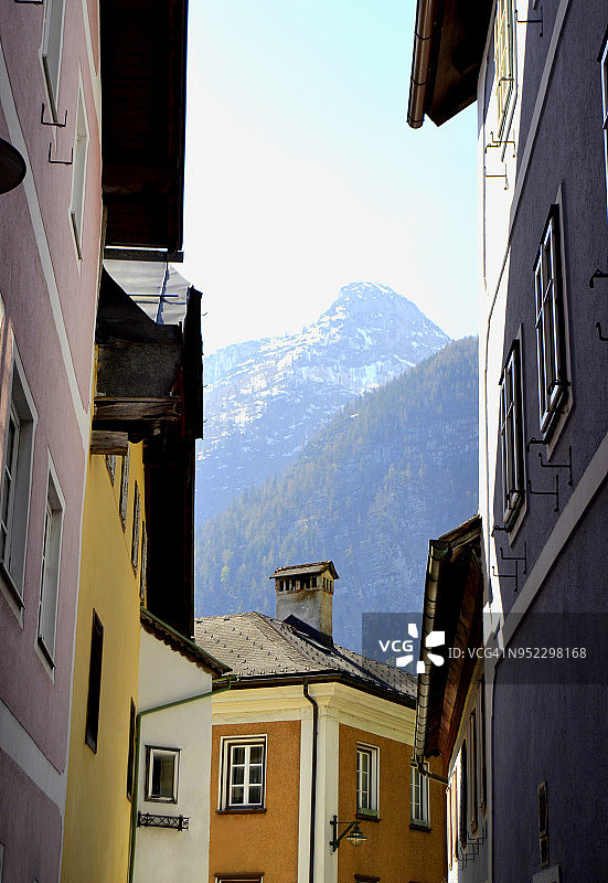 春季哈尔施塔特老城图片素材