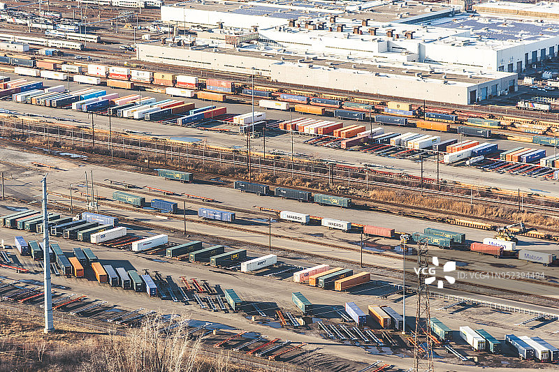 美国新泽西州的集装箱港口航拍图片素材