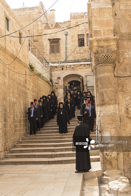 耶路撒冷老城希腊东正教游行图片素材
