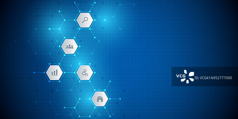 六边形科技背景：分子结构和化合物图片素材