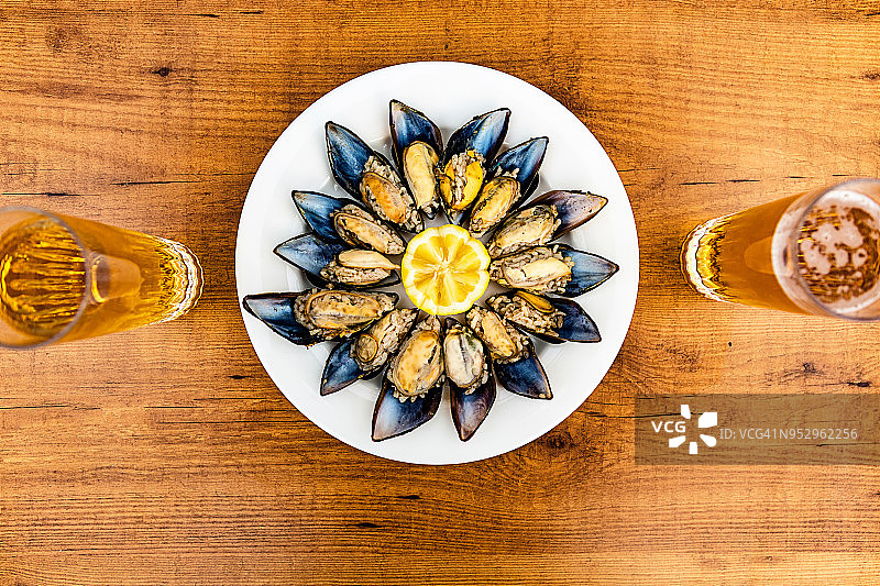 啤酒贻贝图片素材