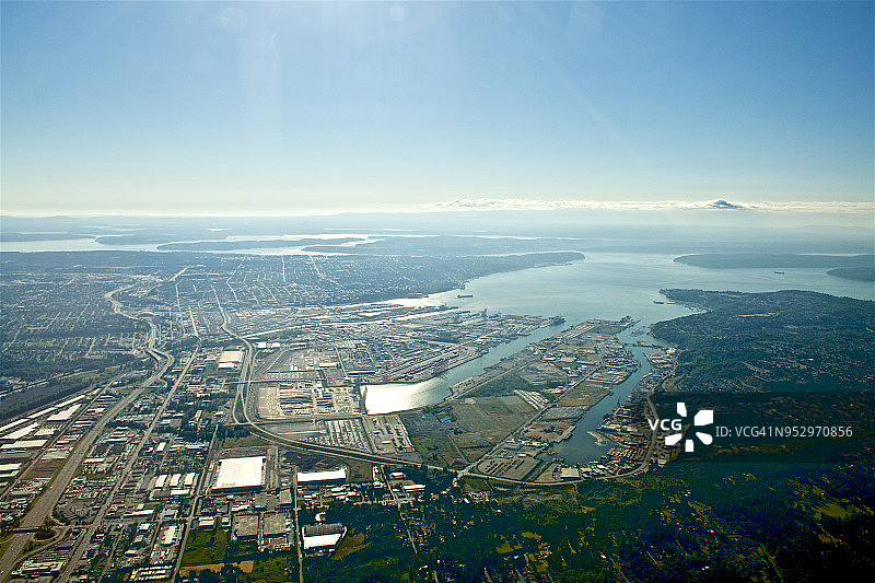 塔科马市港口向北俯瞰图图片素材
