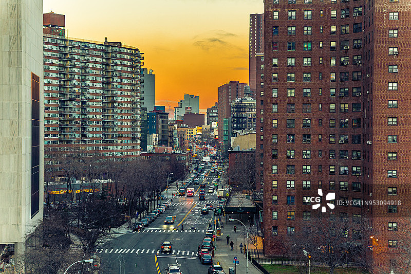 曼哈顿下城日落时分图片素材
