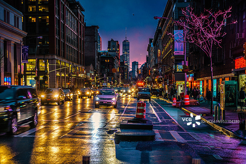 曼哈顿中城夜景图片素材