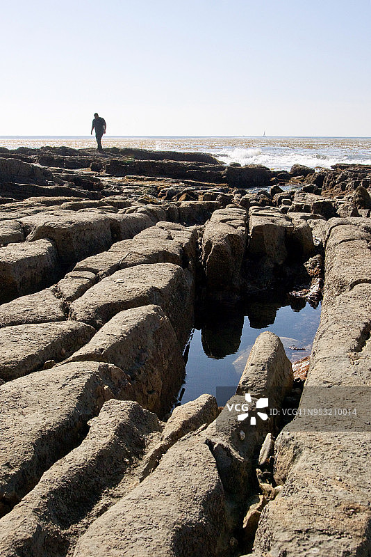 潮汐池，低角度视图图片素材
