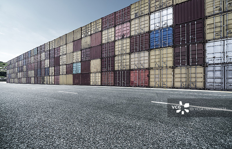 货运集装箱停车场图片素材