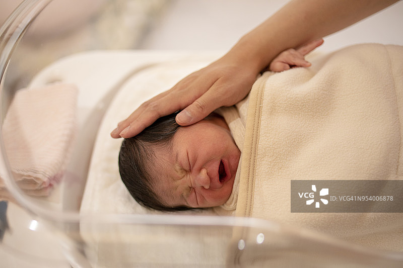 母亲抚摸宝宝的脸图片素材