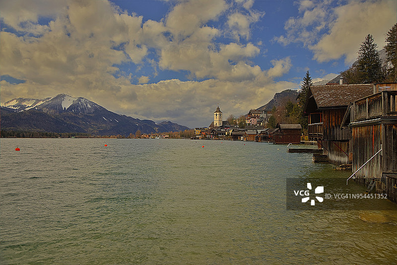 奥地利上奥地利州萨尔茨卡默古特圣沃尔夫冈图片素材