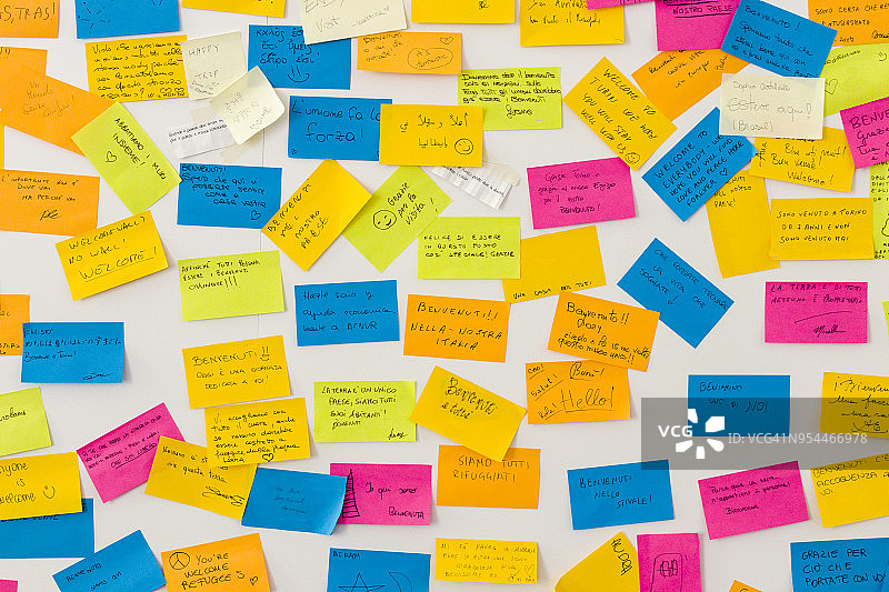 关于难民的意大利语便签（都灵）图片素材