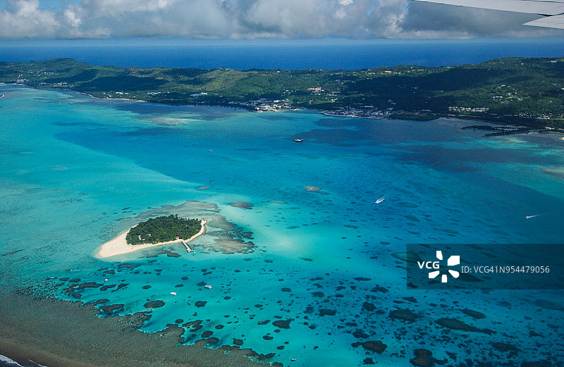 塞班岛马纳加哈岛和麦克海滩航拍图片素材