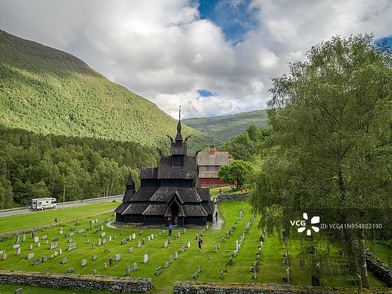 博尔贡木板教堂，挪威图片素材