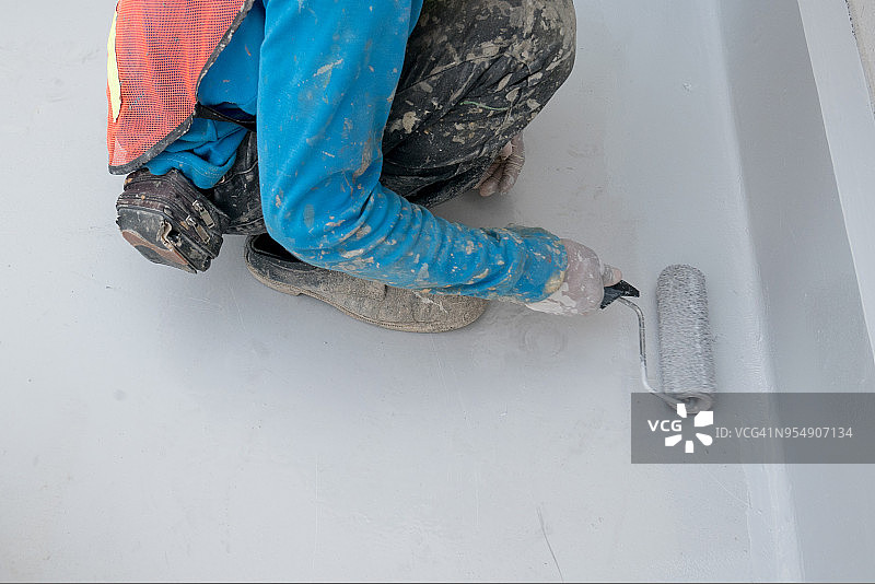 日本工业仓库中用于防水保护的混凝土环氧树脂漆图片素材