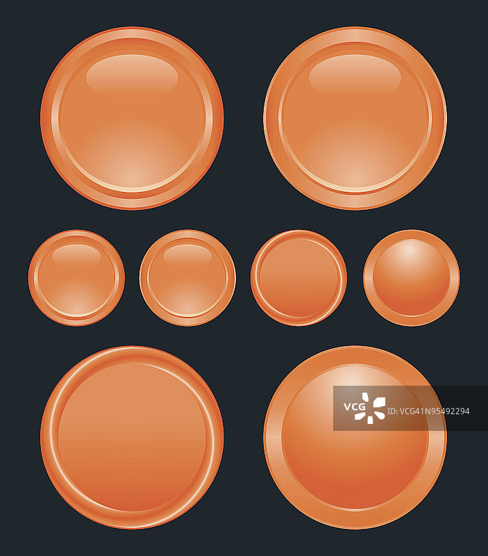 四个不同的橙色光面矢量按钮图片素材