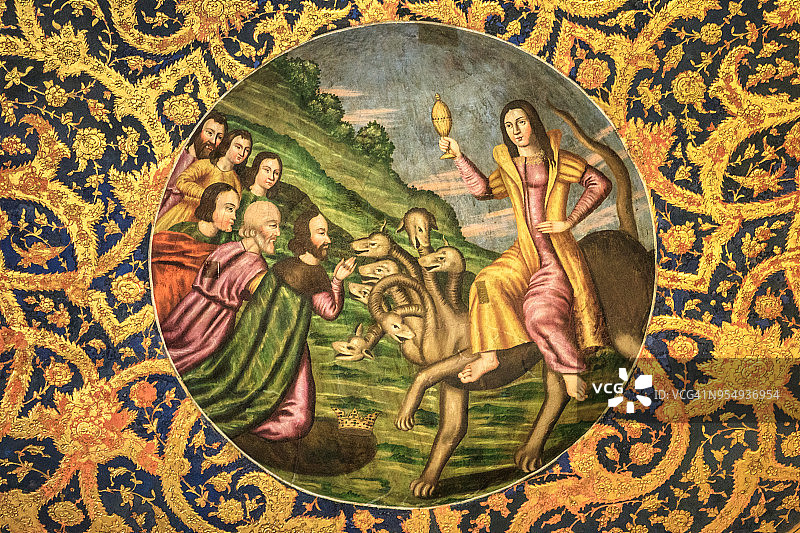 伊朗伊斯法罕旺克大教堂的圣经故事壁画图片素材