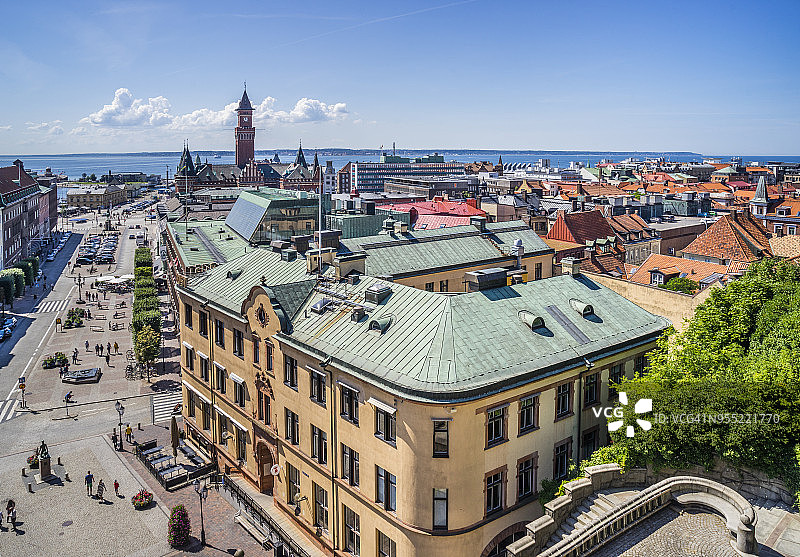 瑞典斯科纳赫尔辛堡的斯托托里耶中央广场景色图片素材