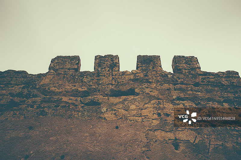 曼苏拉古城墙特写图片素材