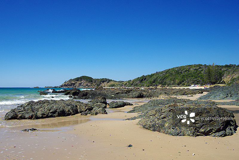 澳大利亚新南威尔士州麦夸里港谢利海滩上的巨石图片素材