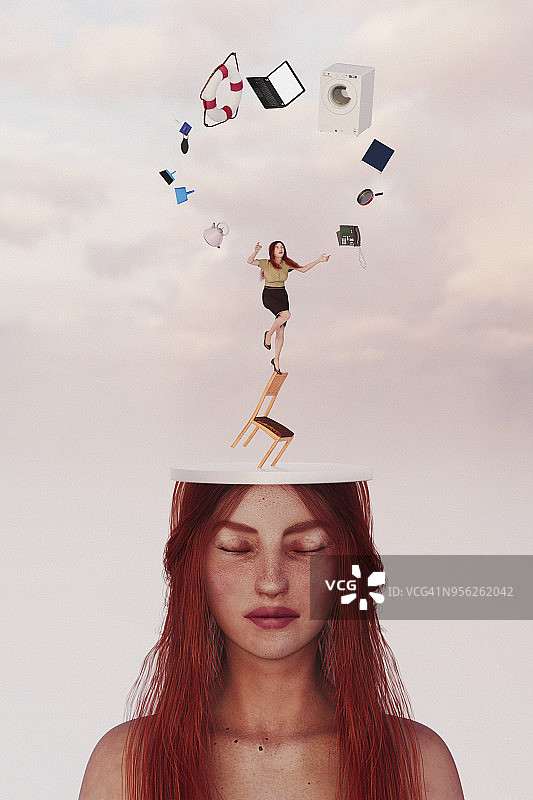 兼顾工作和家庭生活的女人图片素材